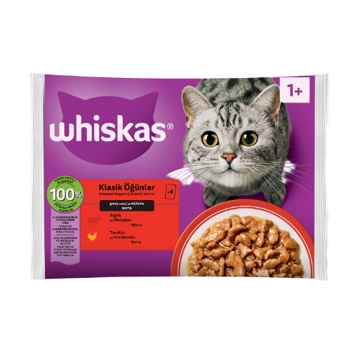 WHİSKAS KLASİK ÖĞÜNLER POŞET YA 4X85G*13 resmi