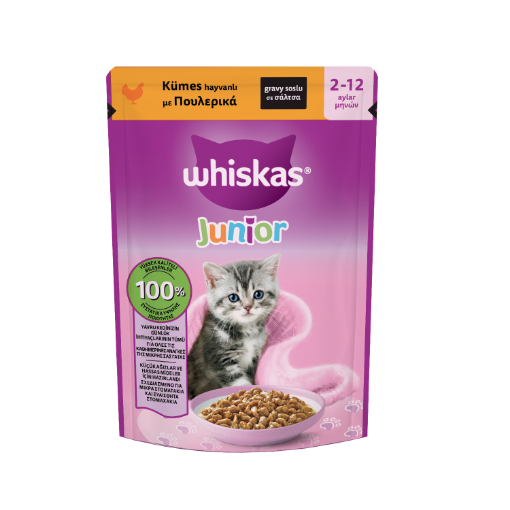 WHİSKAS YAVRU KÜMES HAYVANLI POŞE 85G*28 resmi